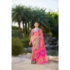 Women's Crepe Printed Saree With Unstitched Blouse (Pink, 5-5 Mtrs)