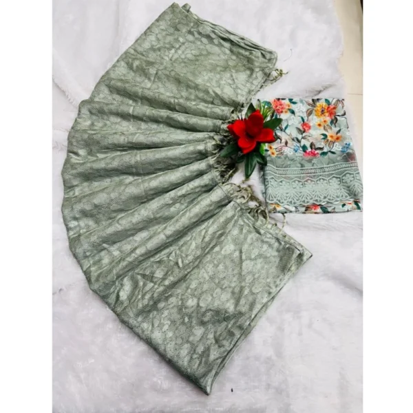 Women's Georgette Embellished Saree With Unstitched Blouse (Lightgreen, 5-5 Mtrs)