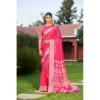 Women's Crepe Printed Saree With Unstitched Blouse (Pink, 5-5 Mtrs)