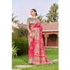 Women's Crepe Printed Saree With Unstitched Blouse (Magenta, 5-5 Mtrs)