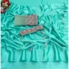 Women's Satin Solid Saree With Unstitched Blouse (Skyblue, 5-5 Mtrs)
