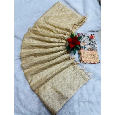 Women's Georgette Embellished Saree With Unstitched Blouse (Yellow, 5-5 Mtrs)