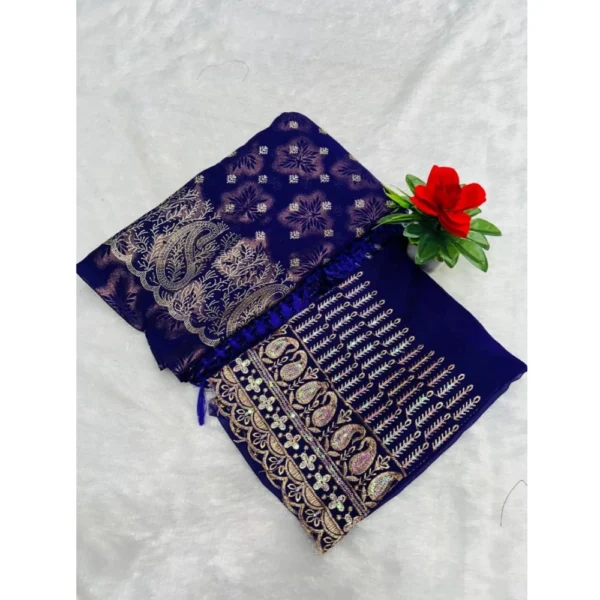 Women's Georgette Printed Saree With Unstitched Blouse (Purple, 5-5 Mtrs)