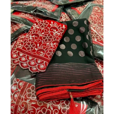 Women's Georgette Printed Saree With Unstitched Blouse (Green, 5-5 Mtrs)