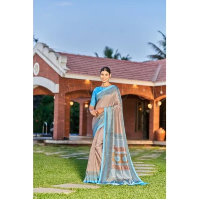 Women's Crepe Printed Saree With Unstitched Blouse (Multicolor, 5-5 Mtrs)