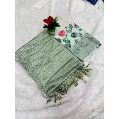 Women's Georgette Embellished Saree With Unstitched Blouse (Mehendi, 5-5 Mtrs)