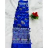 Women's Chiffon Printed Saree With Unstitched Blouse (Blue, 5-5 Mtrs)