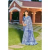 Women's Crepe Printed Saree With Unstitched Blouse (Dark Blue, 5-5 Mtrs)