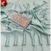 Women's Satin Solid Saree With Unstitched Blouse (Skyblue, 5-5 Mtrs)