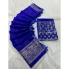 Women's Georgette Printed Saree With Unstitched Blouse (Blue, 5-5 Mtrs)