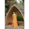 Women's Crepe Printed Saree With Unstitched Blouse (Mustard, 5-5 Mtrs)