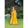 Women's Crepe Printed Saree With Unstitched Blouse (Yellow, 5-5 Mtrs)