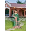 Women's Crepe Printed Saree With Unstitched Blouse (Green, 5-5 Mtrs)