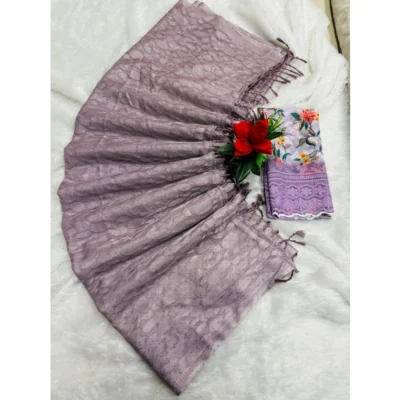 Women's Georgette Embellished Saree With Unstitched Blouse (Purple, 5-5 Mtrs)