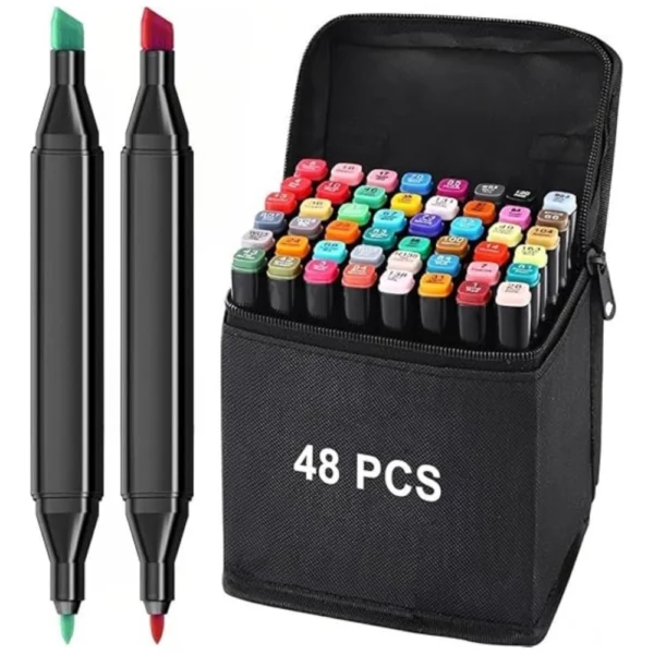 Plastic 48Pcs Colors Art Markers Sketch Pen Dual Tip Artist Art Marker (Multicolor ) - Image 4