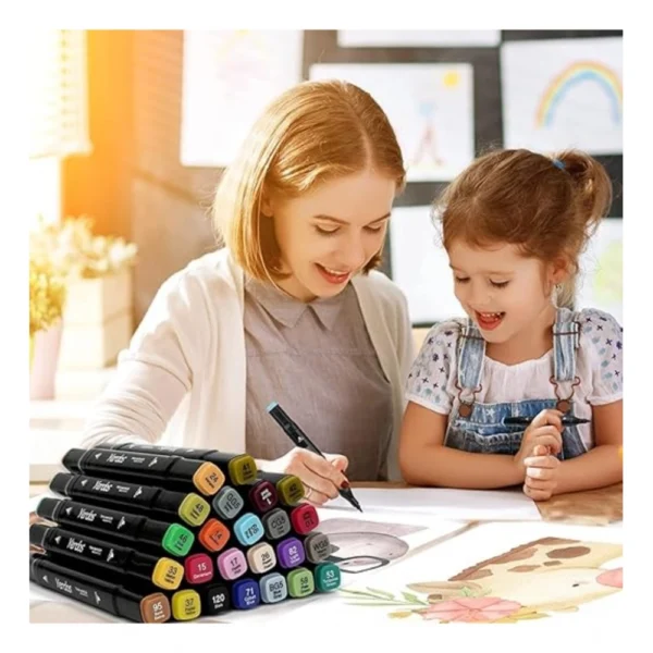 Plastic 24Pcs Colors Art Markers Sketch Pen Dual Tip Artist Art Marker (Multicolor ) - Image 2