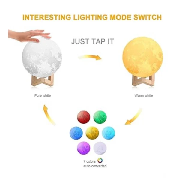 Plastic 3D Moon Night Lamp (Multicolor ) - Image 2