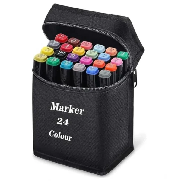 Plastic 24Pcs Colors Art Markers Sketch Pen Dual Tip Artist Art Marker (Multicolor ) - Image 3