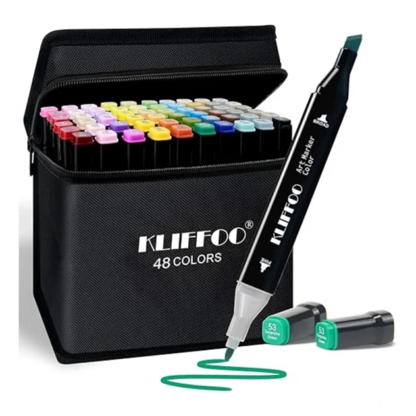 Plastic 48Pcs Colors Art Markers Sketch Pen Dual Tip Artist Art Marker (Multicolor ) - Image 2
