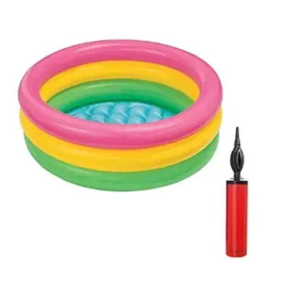 Plastic Bath Tub With Pump 2 Ft Round For Kids (Multicolor )