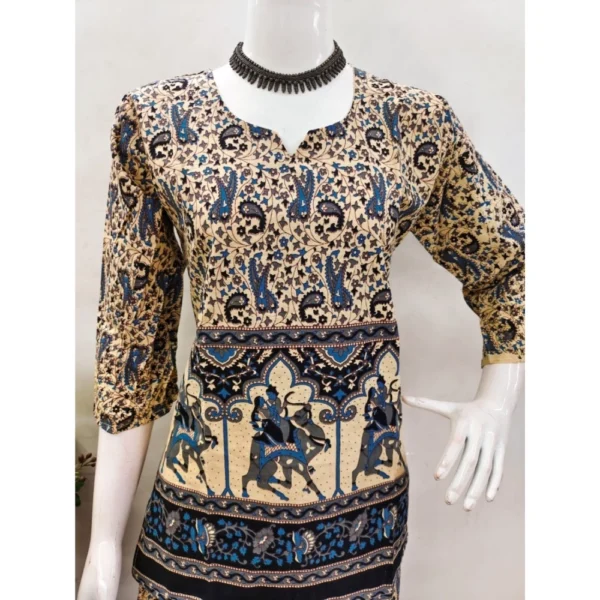 Women's Cotton Jaipuri Printed 3-4th Sleeve Co ord Set (Multicolor) - Image 4
