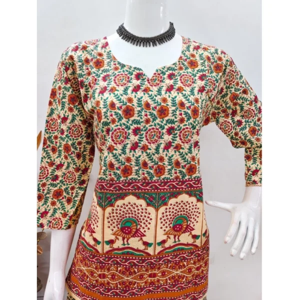 Women's Cotton Jaipuri Printed 3-4th Sleeve Co ord Set (Multicolor) - Image 4