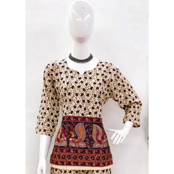 Women's Cotton Jaipuri Printed 3-4th Sleeve Co ord Set (Multicolor) - Image 3