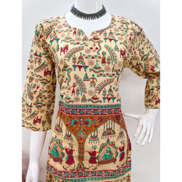 Women's Cotton Jaipuri Printed 3-4th Sleeve Co ord Set (Multicolor) - Image 4