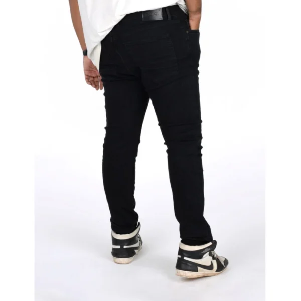 Men's Cotton Blended Solid Plus Size Jeans (Black) - Image 4