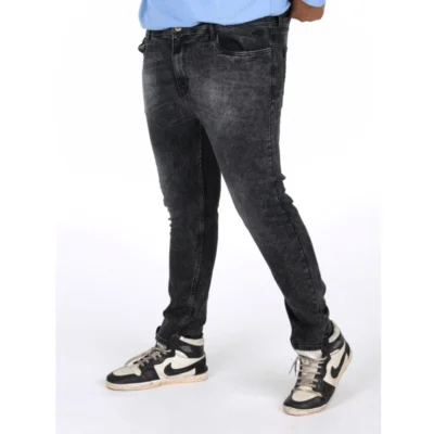 Men's Cotton Blended Solid Plus Size Jeans (Grey)
