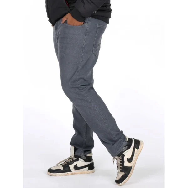 Men's Cotton Blended Solid Plus Size Jeans (Grey) - Image 3