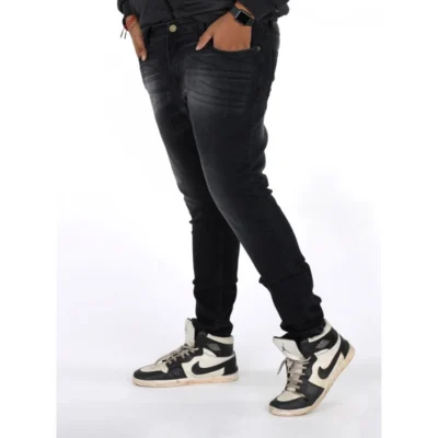 Men's Cotton Blended Solid Plus Size Jeans (Black)