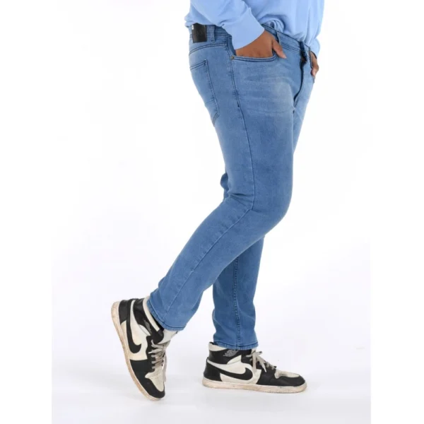 Men's Cotton Blended Solid Plus Size Jeans (Blue) - Image 4