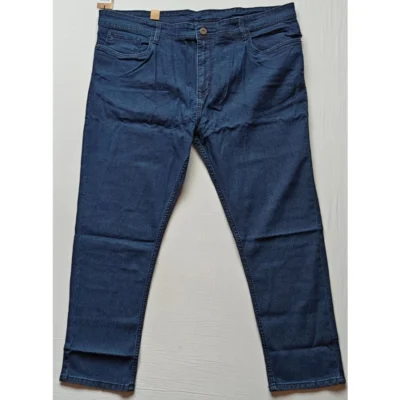 Men's Cotton Blended Solid Plus Size Jeans (Dark Blue)