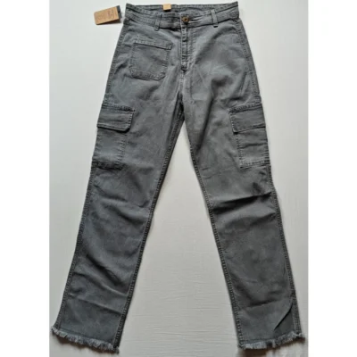Women's Cotton Blended Solid Cargo Straight Fit (Grey)