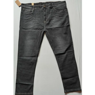 Men's Cotton Blended Solid Plus Size Jeans (Dark Grey)