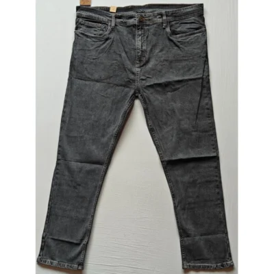 Men's Cotton Blended Solid Plus Size Jeans (Dark Grey)
