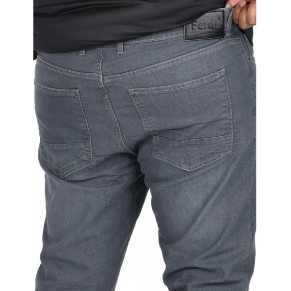Men's Cotton Blended Solid Plus Size Jeans (Grey) - Image 4