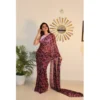 Women's Georgette Printed Saree With Unstitched Blouse 5.5Mtr (Pink)