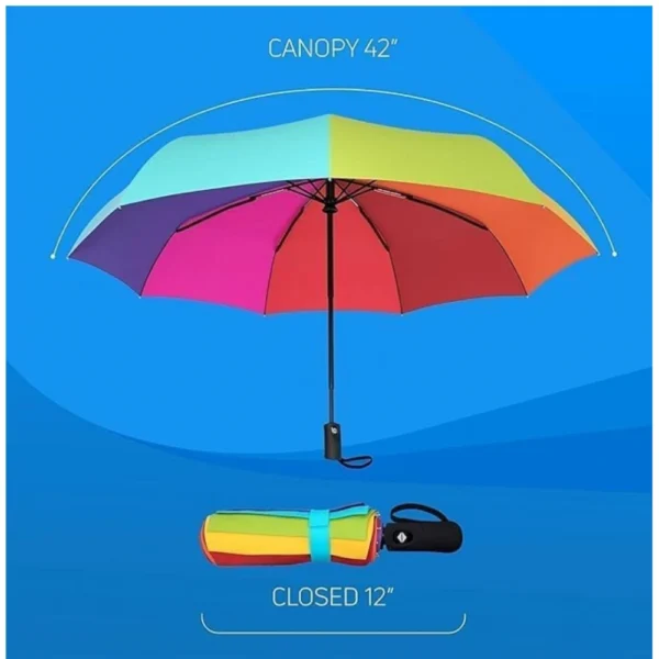 Metal Portable Auto Travel Umbrella (Rainbow) - Image 3