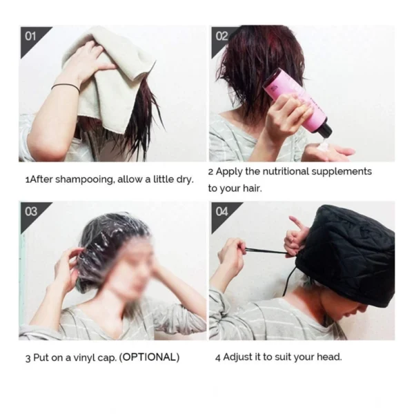 Plastic Head Spa Cap Treatment with Beauty Steamer (Pink) - Image 2