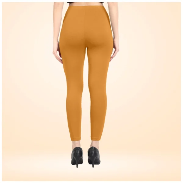 Women's Cotton Blended Solid Ankle legging (Mustard Yellow) - Image 4