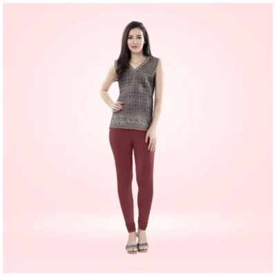 Women's Cotton Blended Solid Churidar leggings (Maroon)