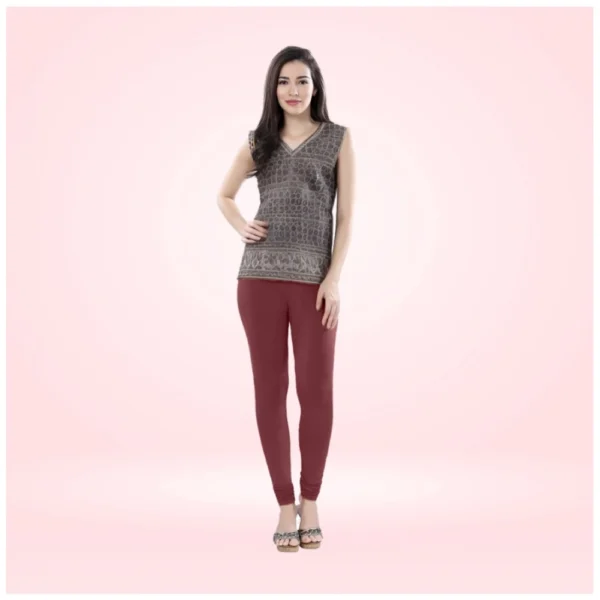 Women's Cotton Blended Solid Churidar leggings (Maroon)