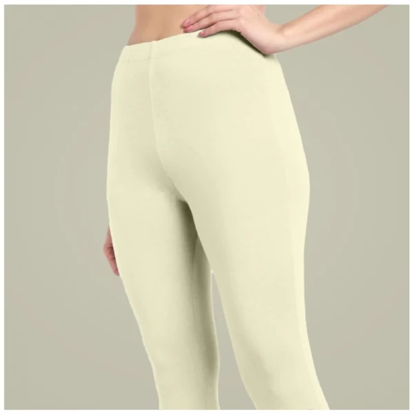 Women's Cotton Blended Solid Ankle legging (Cream) - Image 2