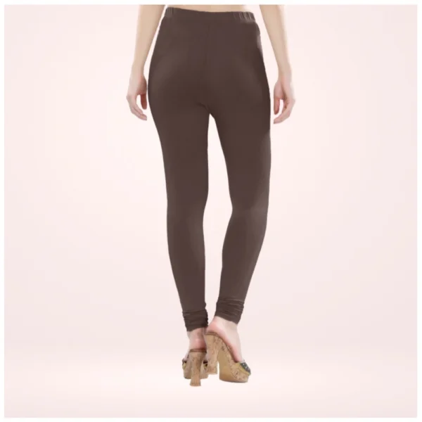 Women's Cotton Blended Solid Churidar leggings (Brown) - Image 4