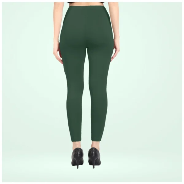 Women's Cotton Blended Solid Ankle legging (Bottle Green) - Image 4