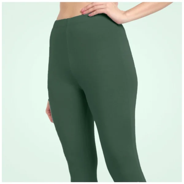 Women's Cotton Blended Solid Ankle legging (Bottle Green) - Image 5