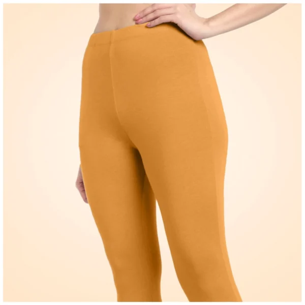 Women's Cotton Blended Solid Ankle legging (Mustard Yellow) - Image 5