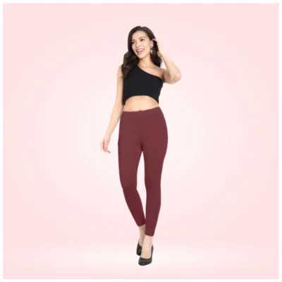 Women's Cotton Blended Solid Ankle legging (Maroon)